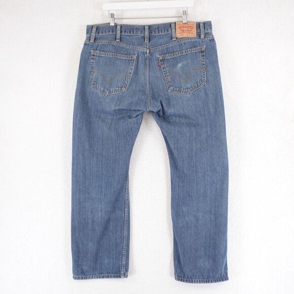 Levi's 505 Straight Fit Blue Denim Stone Wash Mid‎ Rise Jeans 39/29 Tag 38/30 - Picture 4 of 8